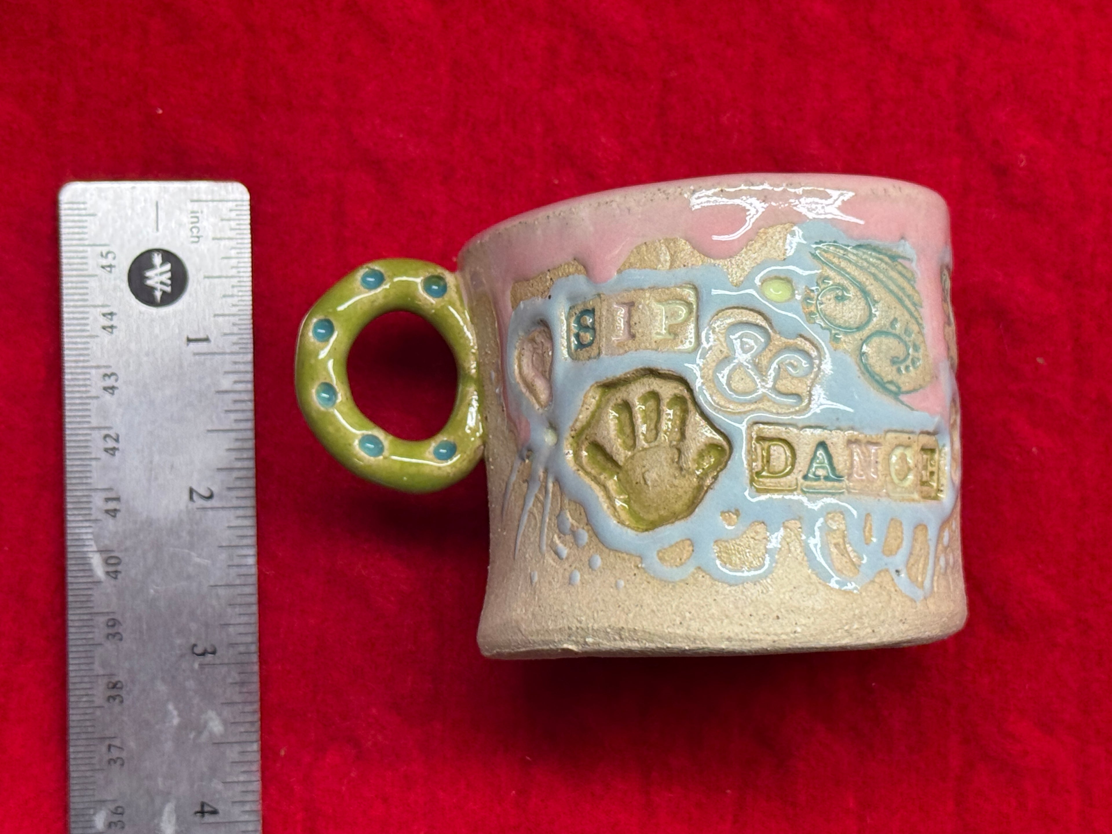 sip & dance espresso cup - pink, green, & blue