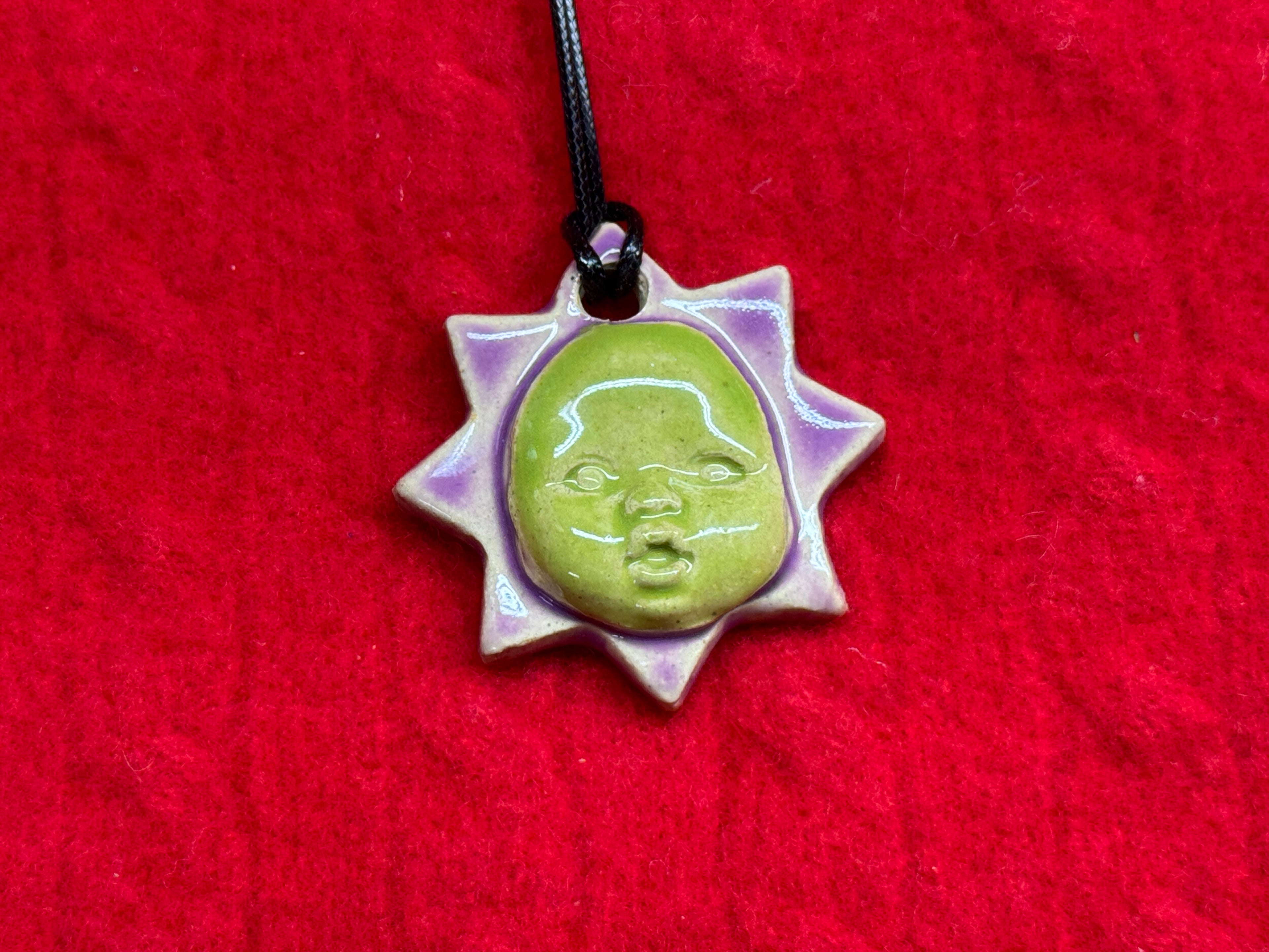 baby face necklace - purple & green