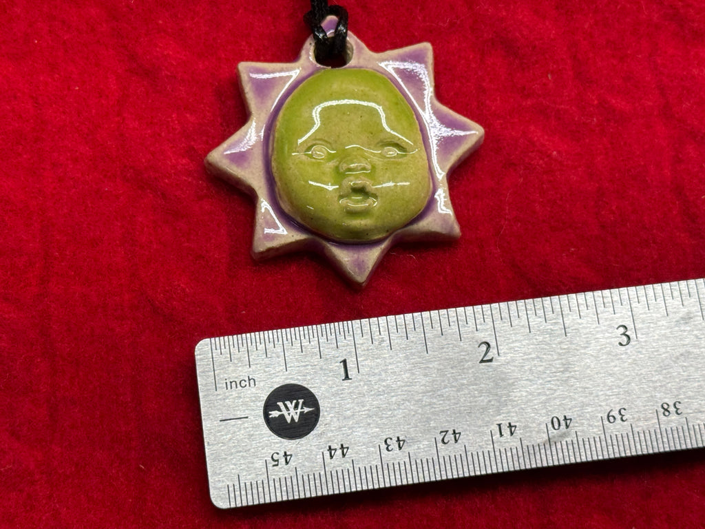 baby face necklace - purple & green