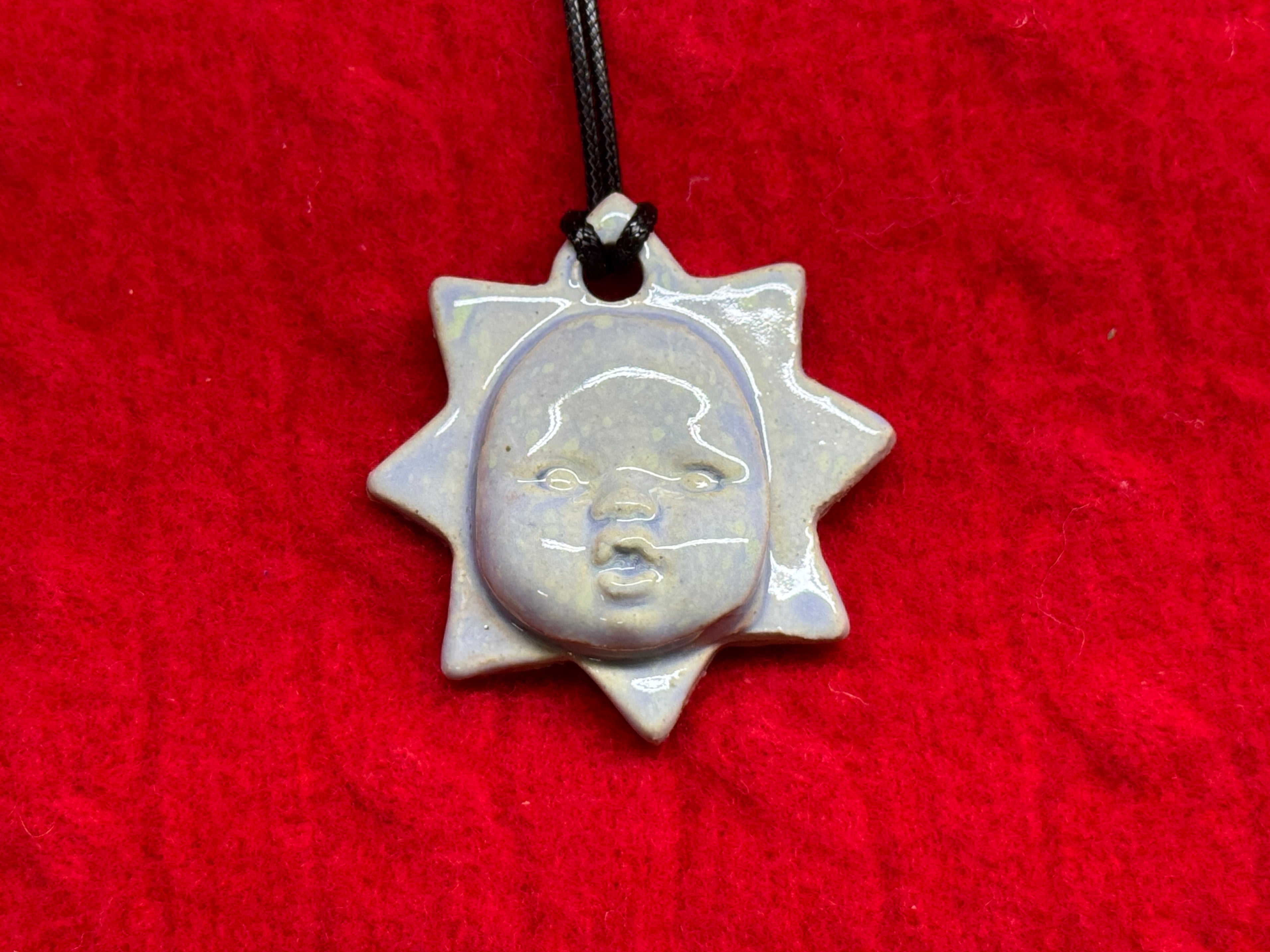 baby face necklace - purple & green