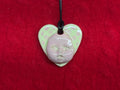 baby face necklace - green & pink