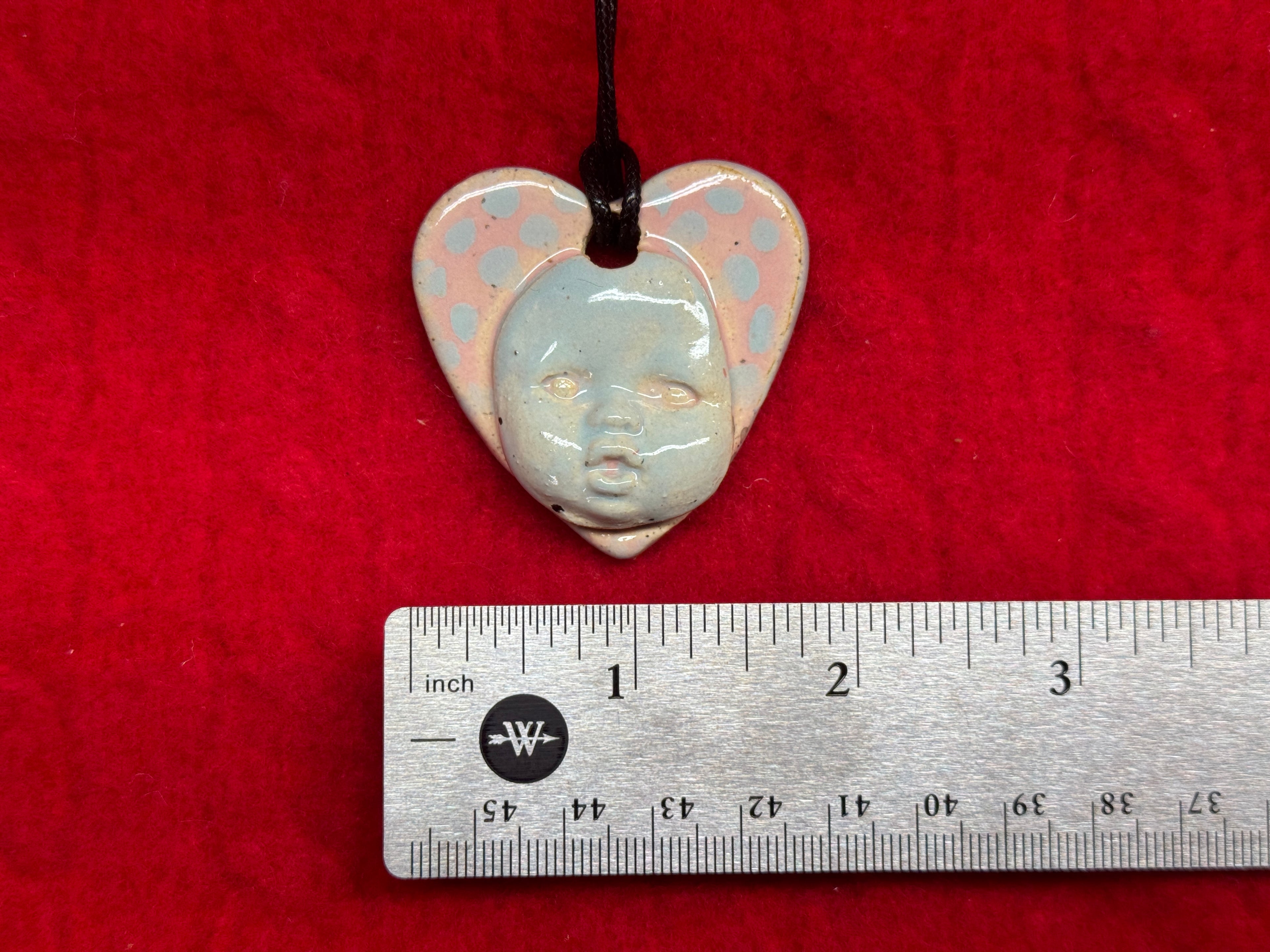 baby face necklace - pink & blue