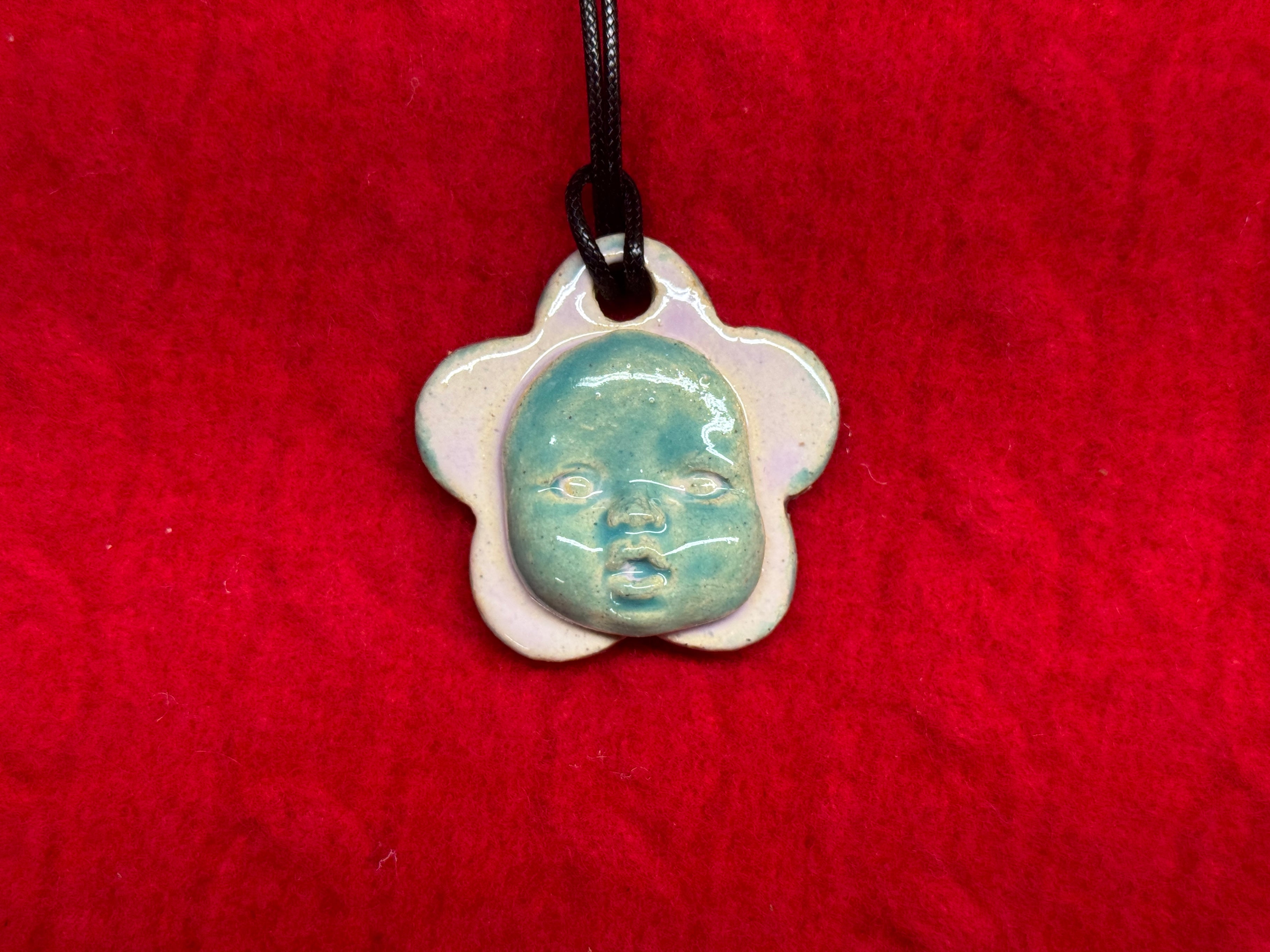 baby face necklace - purple & blue