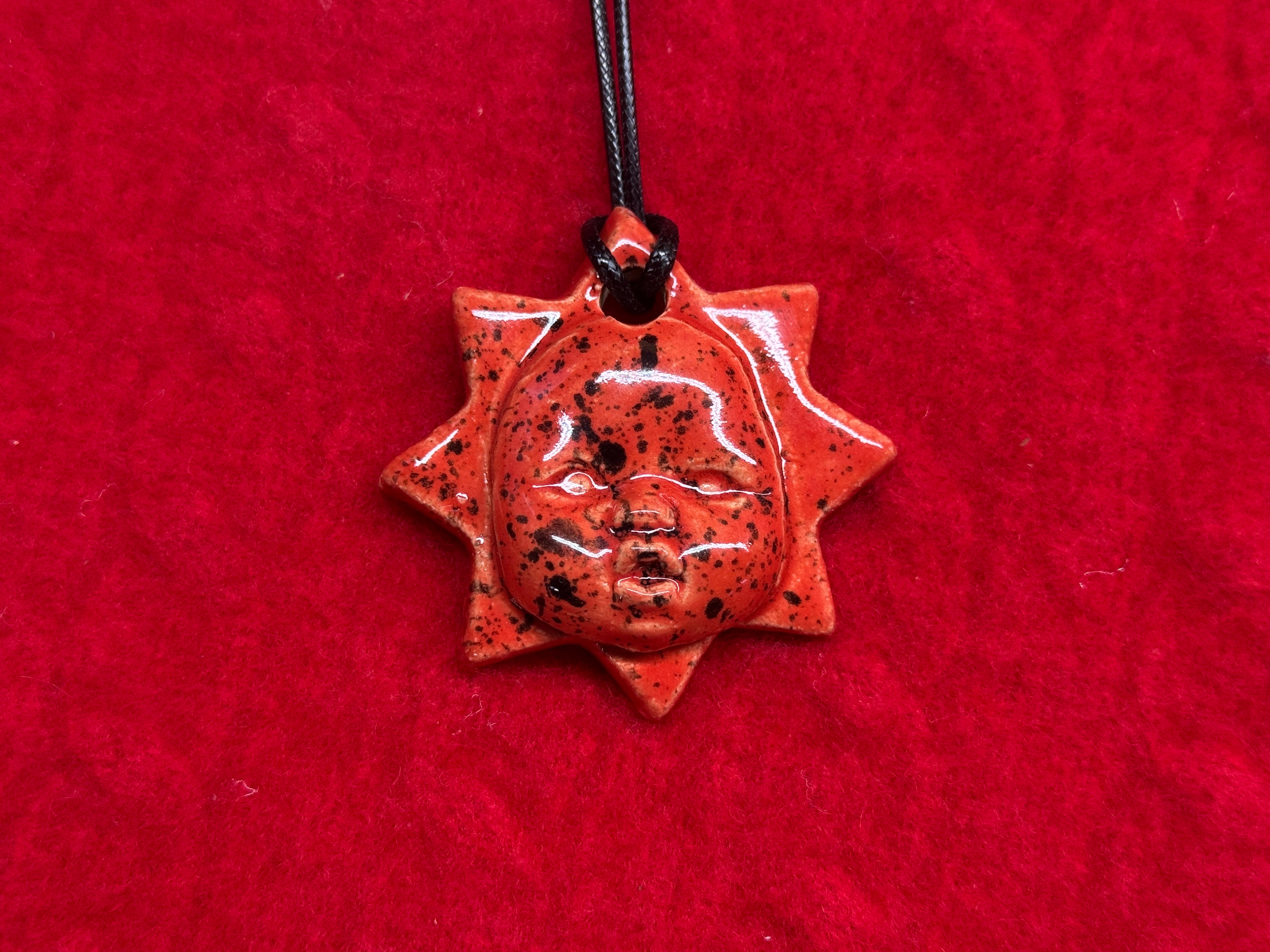 baby face necklace - red & black