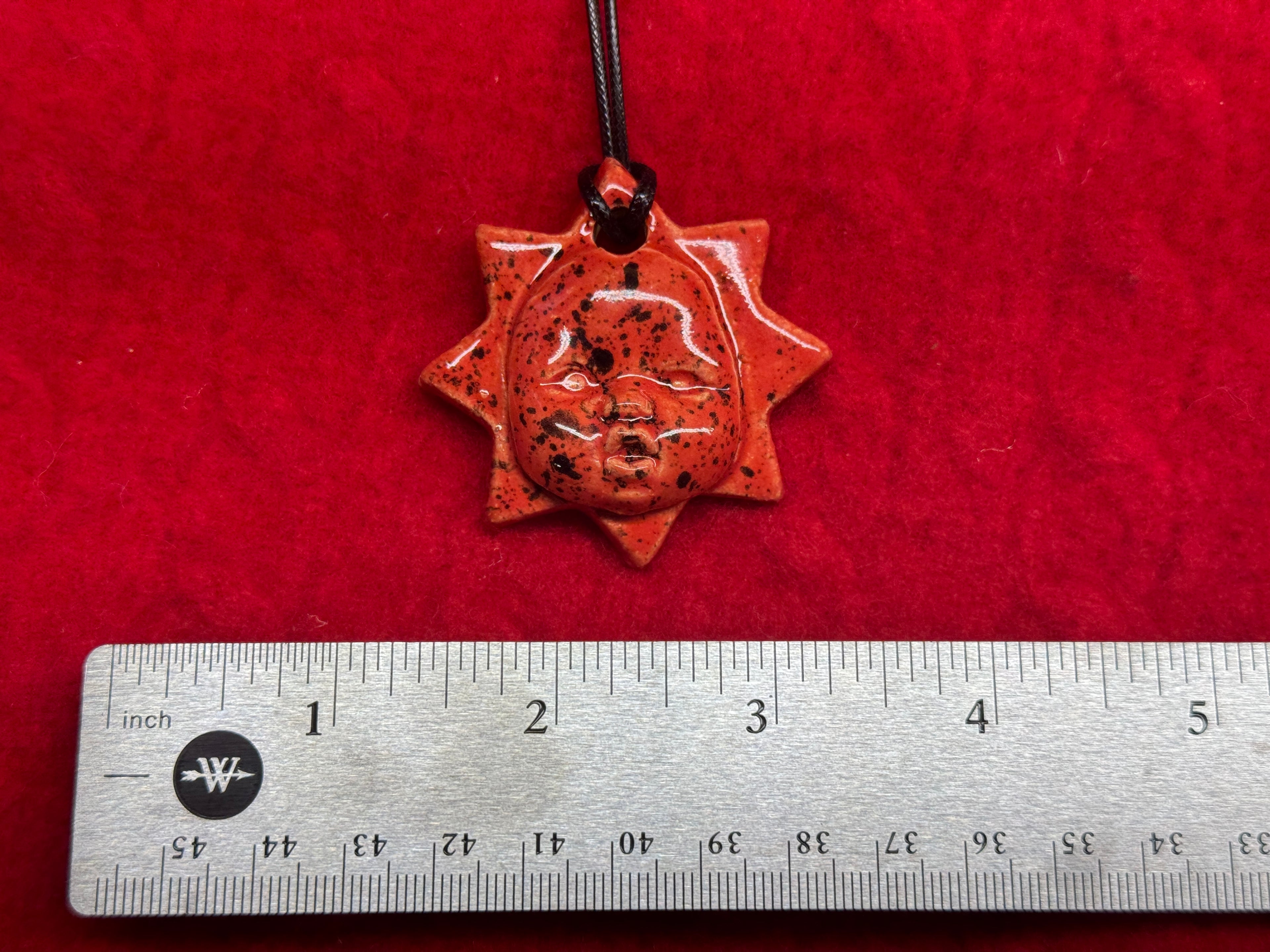 baby face necklace - red & black